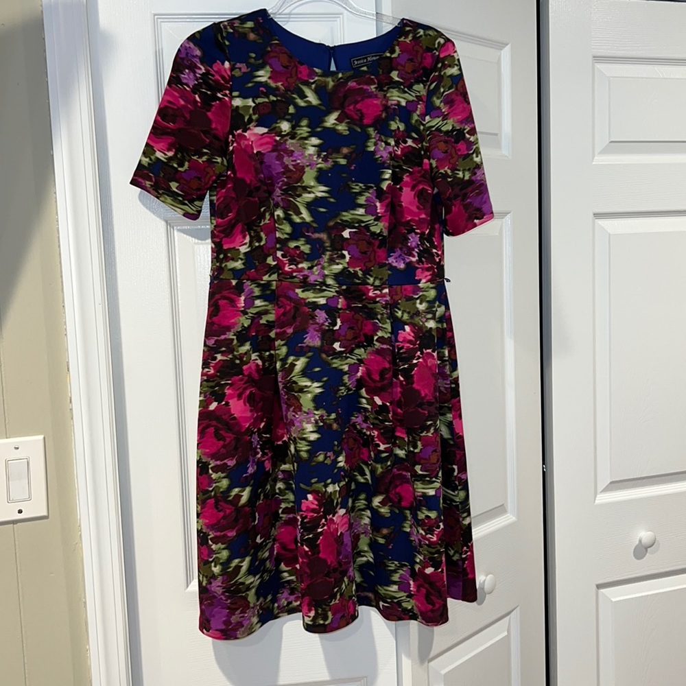 Jessica Howard Women’s Size 6 Pink Purple Floral Short Sleeve Fit & Flare Dress